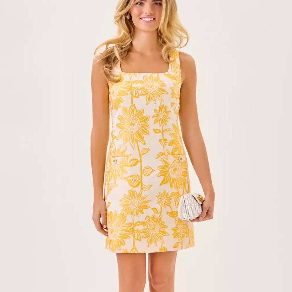 Lilly Pulitzer Sunflower Yellow and White Mini Dress